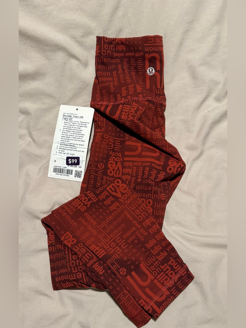 lululemon Wunder Train HR Tight- 25” Logo Print Leggings